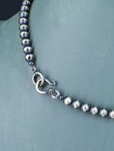 16" Navajo Jewelry Single Strand Sterling Silver Beaded Necklace