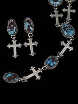 Native American Egyptian Turquoise Lariat Necklace and Earring Set