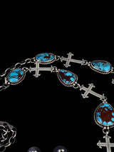 Native American Egyptian Turquoise Lariat Necklace and Earring Set