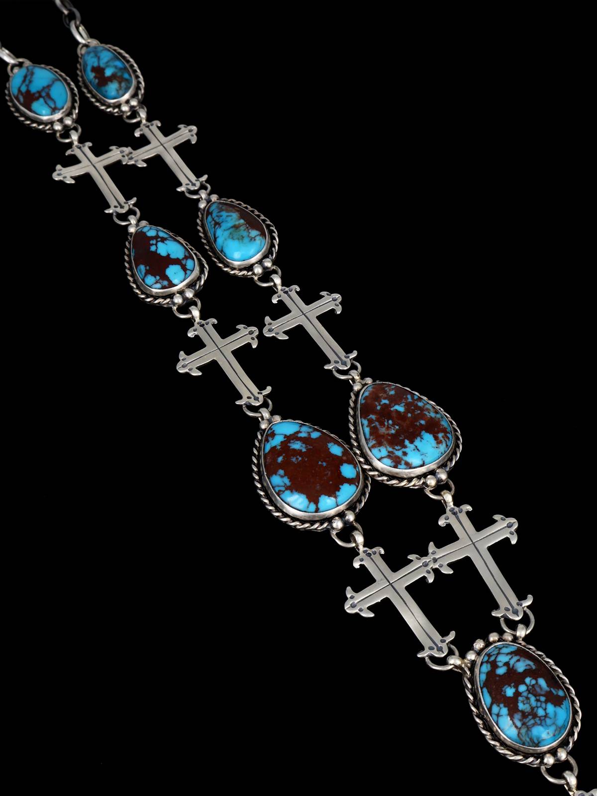 Native American Egyptian Turquoise Lariat Necklace and Earring Set