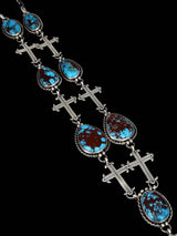 Native American Egyptian Turquoise Lariat Necklace and Earring Set