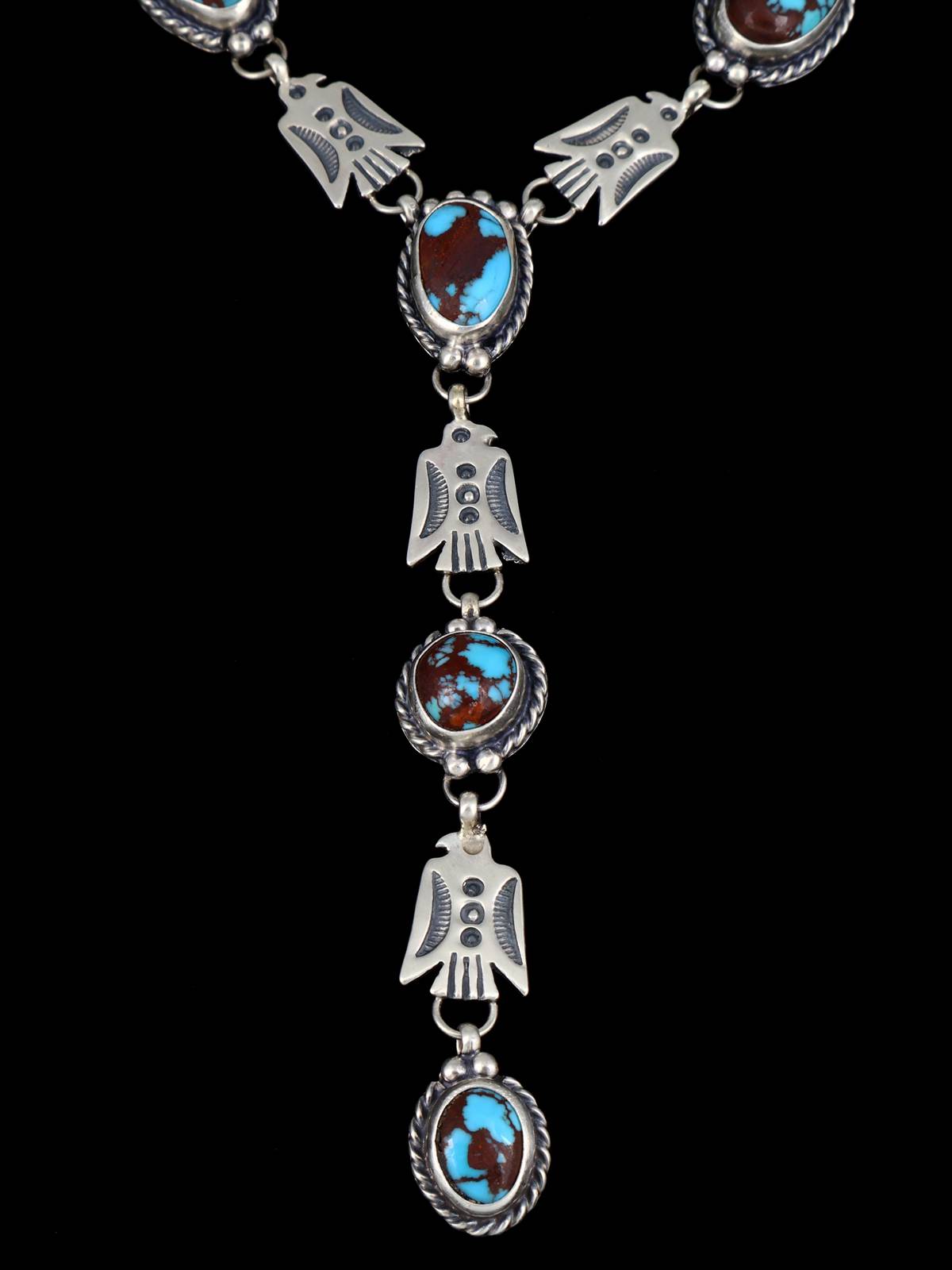 Native American Egyptian Turquoise Lariat Necklace and Earring Set