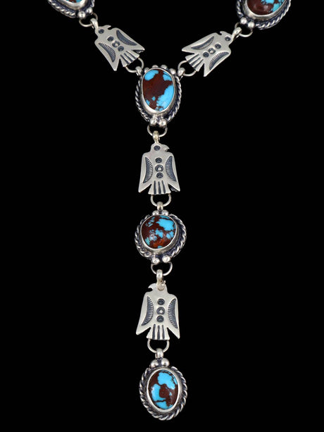 Native American Egyptian Turquoise Lariat Necklace and Earring Set
