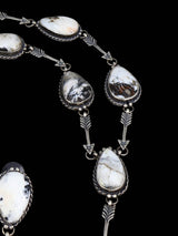 Native American White Buffalo Sterling Silver Lariat Necklace and Earring Set