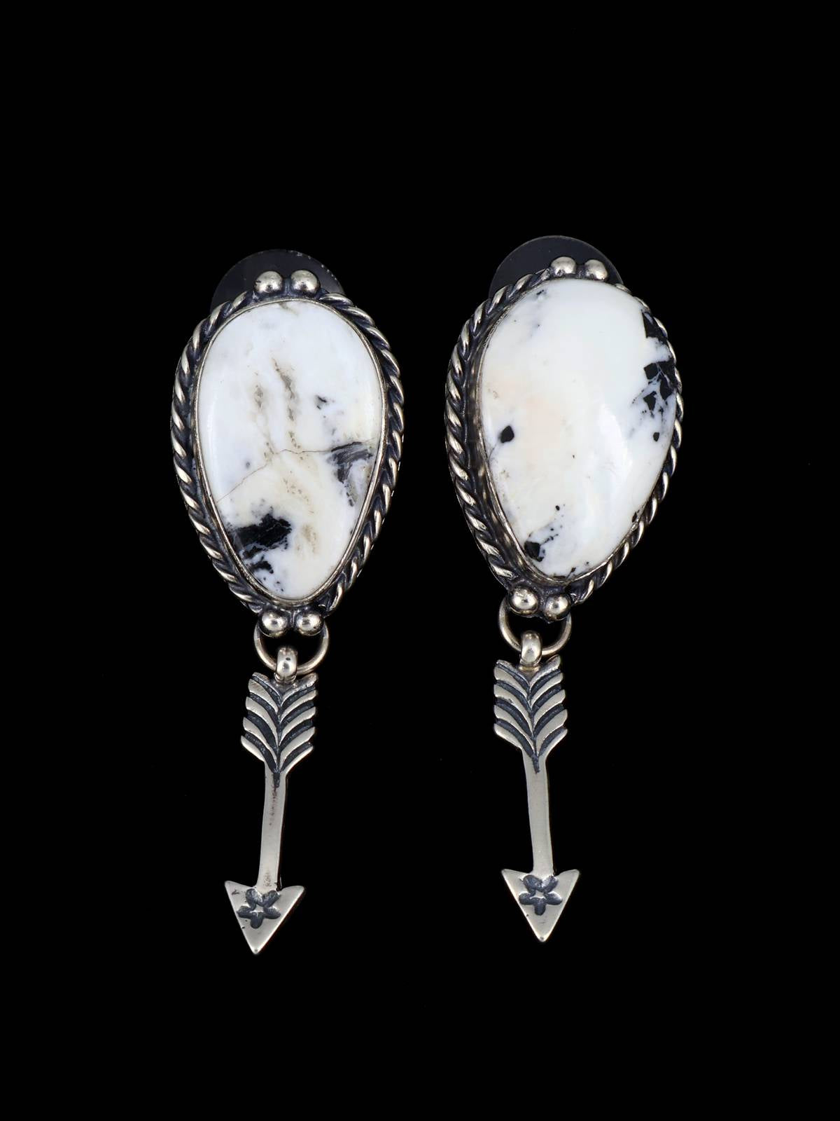 Native American White Buffalo Sterling Silver Lariat Necklace and Earring Set