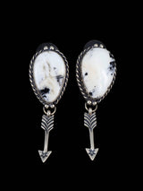 Native American White Buffalo Sterling Silver Lariat Necklace and Earring Set