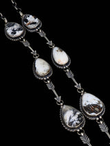 Native American White Buffalo Sterling Silver Lariat Necklace and Earring Set