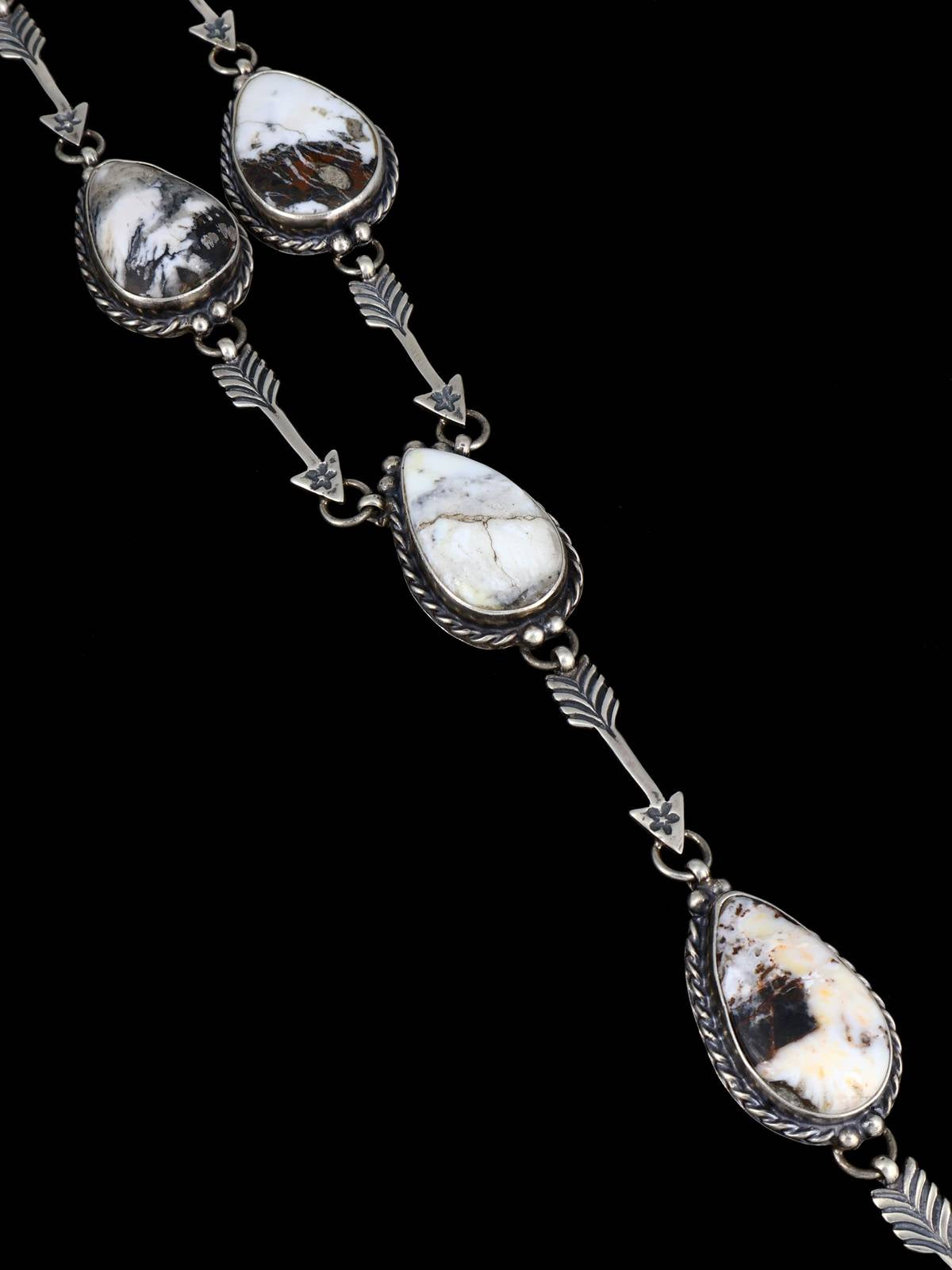 Native American White Buffalo Sterling Silver Lariat Necklace and Earring Set