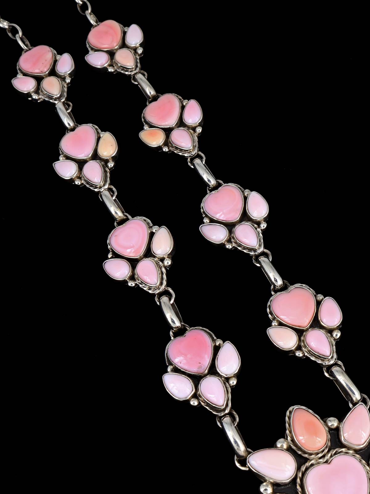 Native American Pink Conch Heart Lariat Necklace and Earring Set