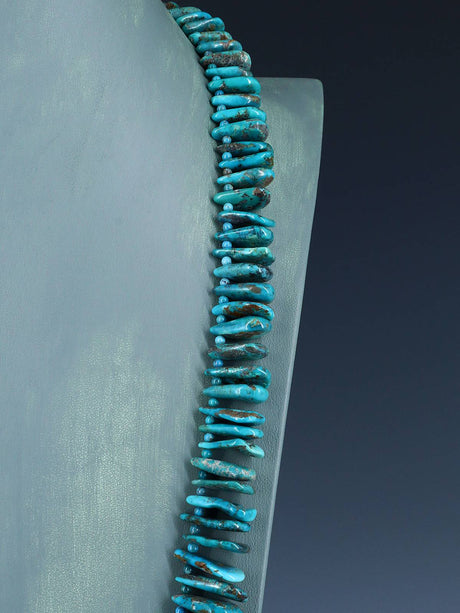 Collier à onglets turquoise et lapis de bijoux amérindiens de 32 po