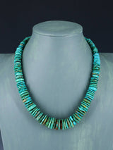 19" Navajo Single Strand Graduated Turquoise Disc Necklace