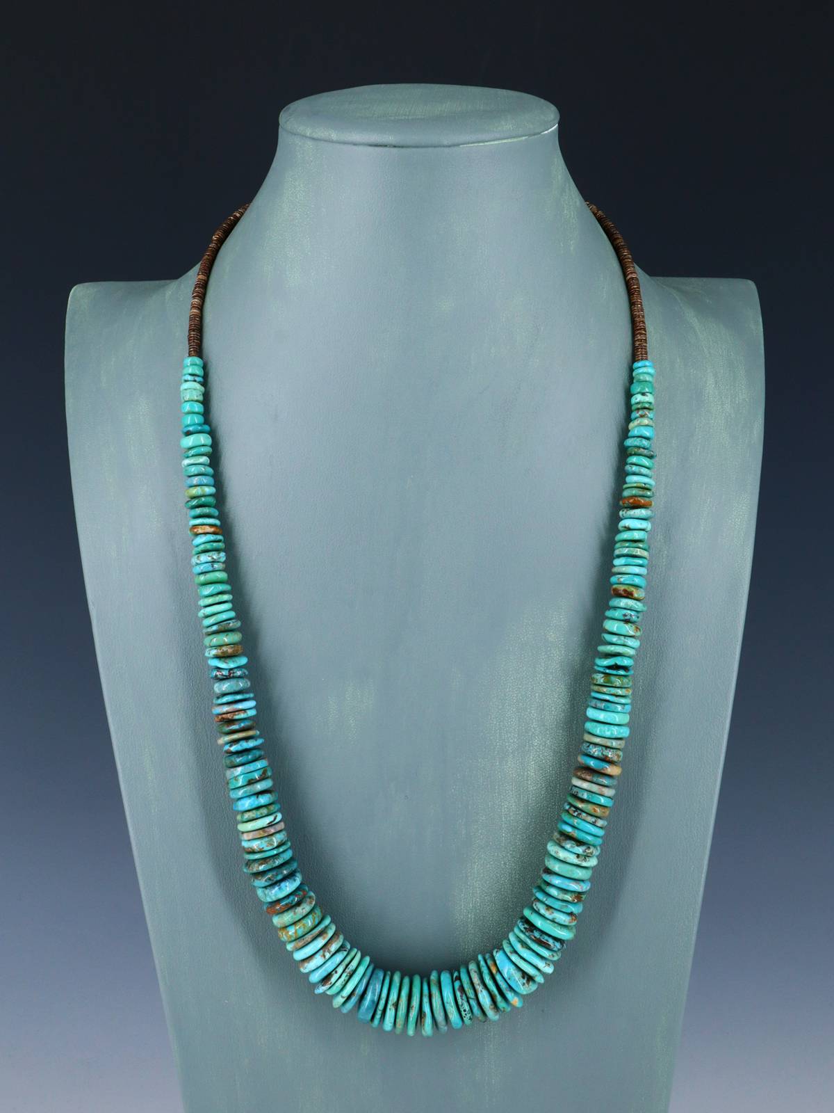 Navajo 25" Single Strand Graduated Turquoise Necklace