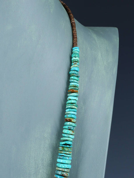 Navajo 25" Single Strand Graduated Turquoise Necklace