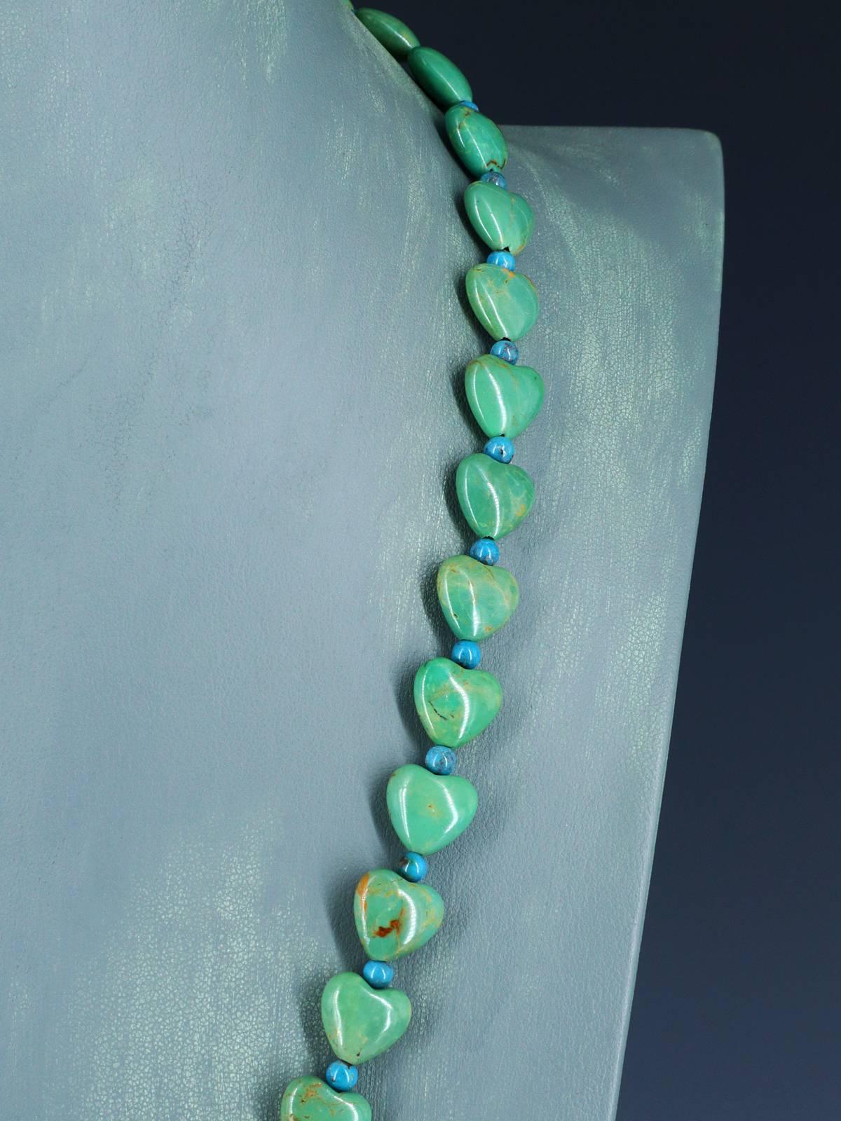 Navajo 24" Single Strand Turquoise Heart Necklace