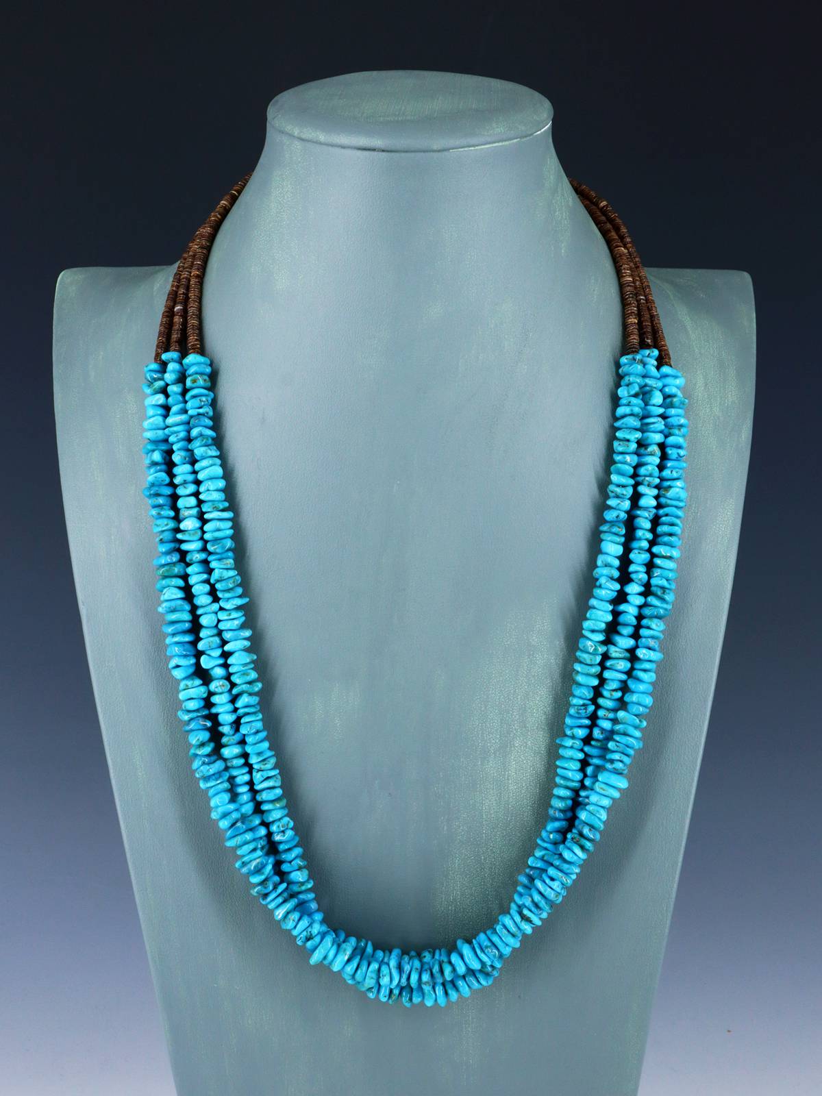 Native American Three Strand Turquoise and Heishi Necklace