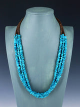 Native American Three Strand Turquoise and Heishi Necklace