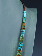 25" Navajo Single Strand Polychrome Turquoise Disc Necklace