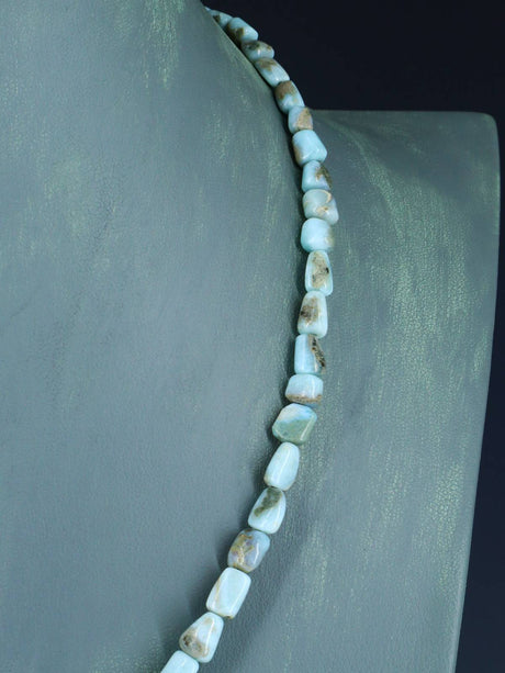 20" Navajo Single Strand Larimar Nugget Necklace