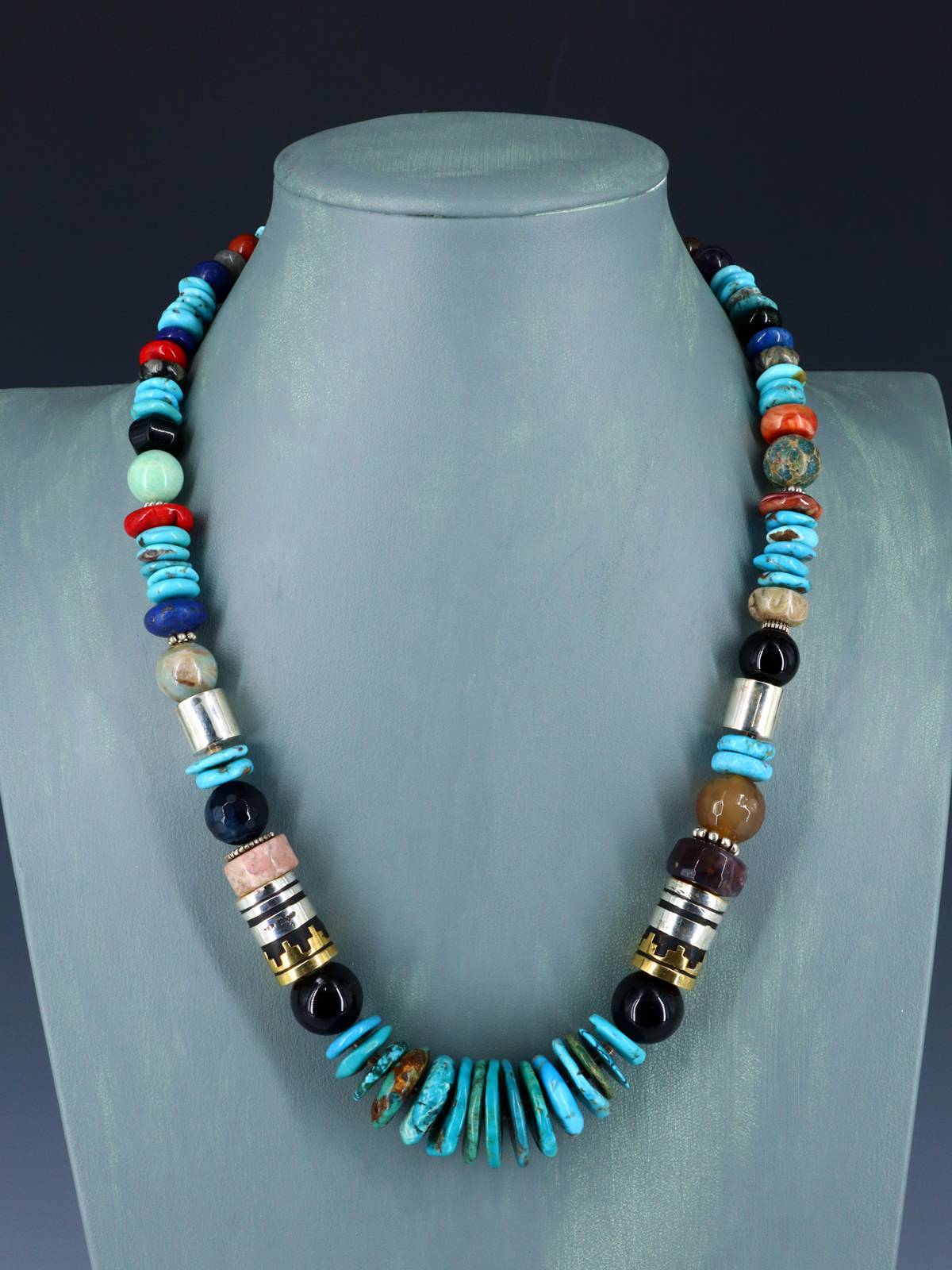 Navajo 21" Turquoise Large Single Strand Beaded Necklace