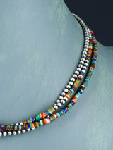Navajo Jewelry Three Strand Multistone Sterling Silver Beaded Necklace