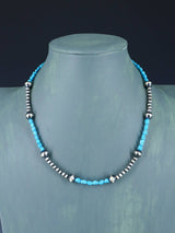 Collar de cuentas de plata y turquesa nativo americano