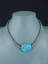 Collier amérindien de pépites turquoise et de perles d’argent
