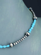 Collier amérindien de perles turquoise et argent
