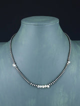Navajo Jewelry Collar con cuentas de plata de ley de nácar de una sola hebra