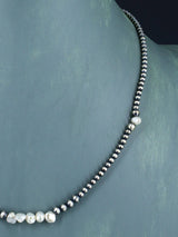 Navajo Jewelry Collar con cuentas de plata de ley de nácar de una sola hebra