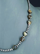 18" Native American Abalone Heart and Sterling Silver Bead Necklace