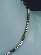 18" Native American Abalone and Sterling Silver Bead Necklace