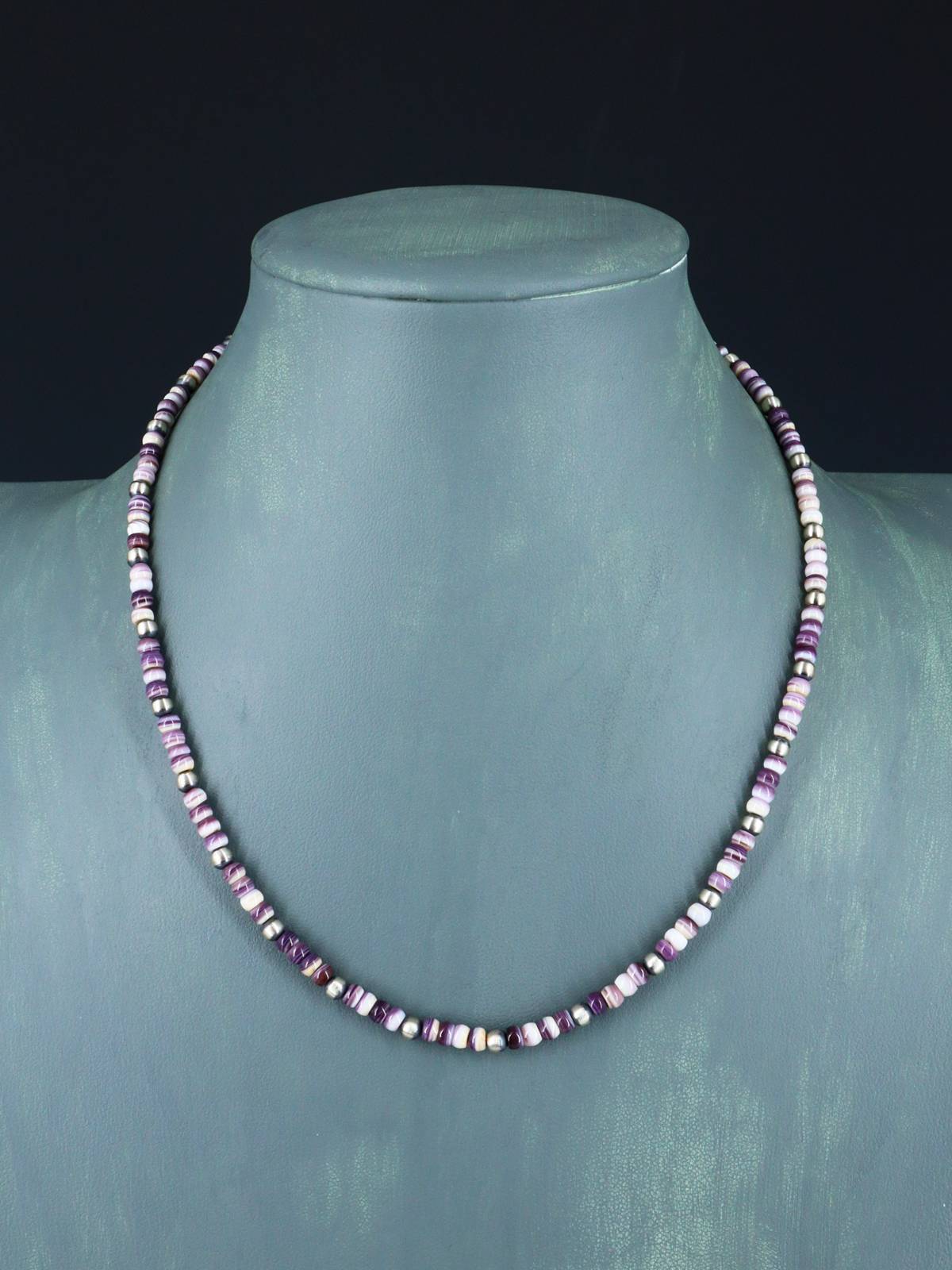 Native American Wampum Shell and Sterling Silver Bead Necklace