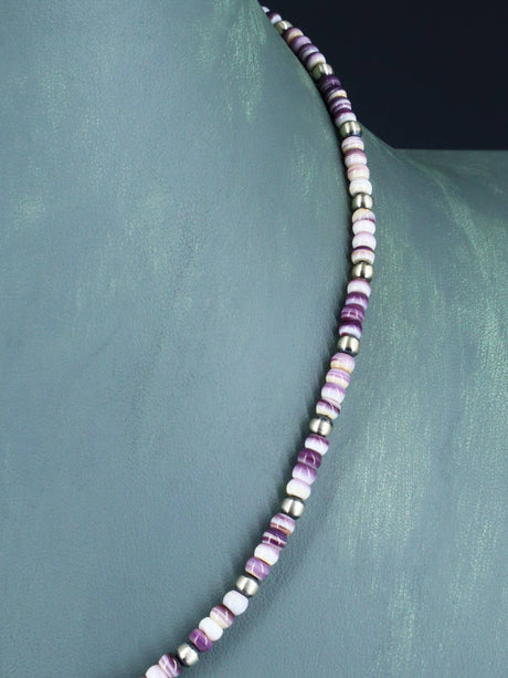 Native American Wampum Shell and Sterling Silver Bead Necklace