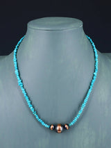 18" Native American Turquoise and Copper Bead Necklace