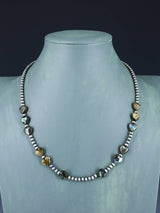 20" Native American Abalone Heart and Sterling Silver Bead Necklace