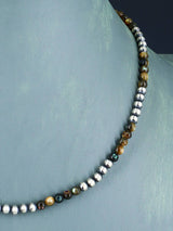 16" Native American Abalone and Sterling Silver Bead Necklace