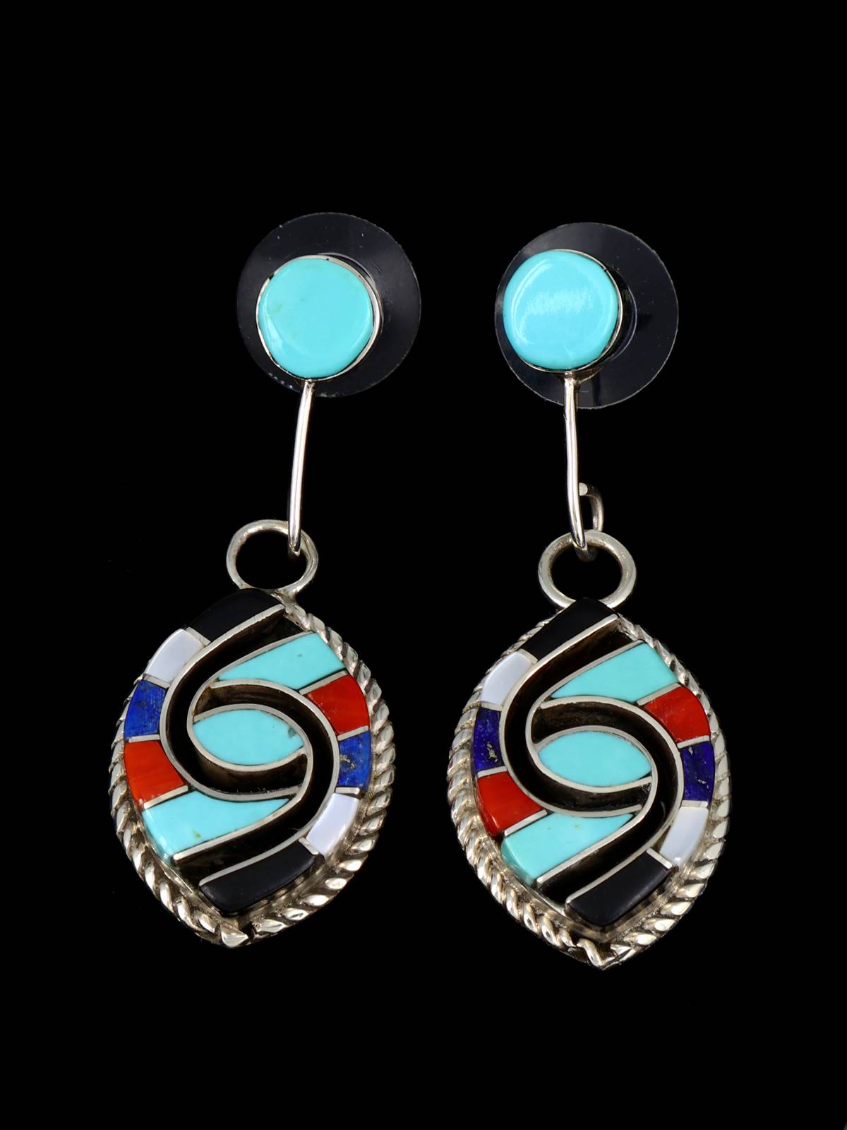 Ensemble de colliers papillons amérindiens en argent sterling avec incrustation Zuni