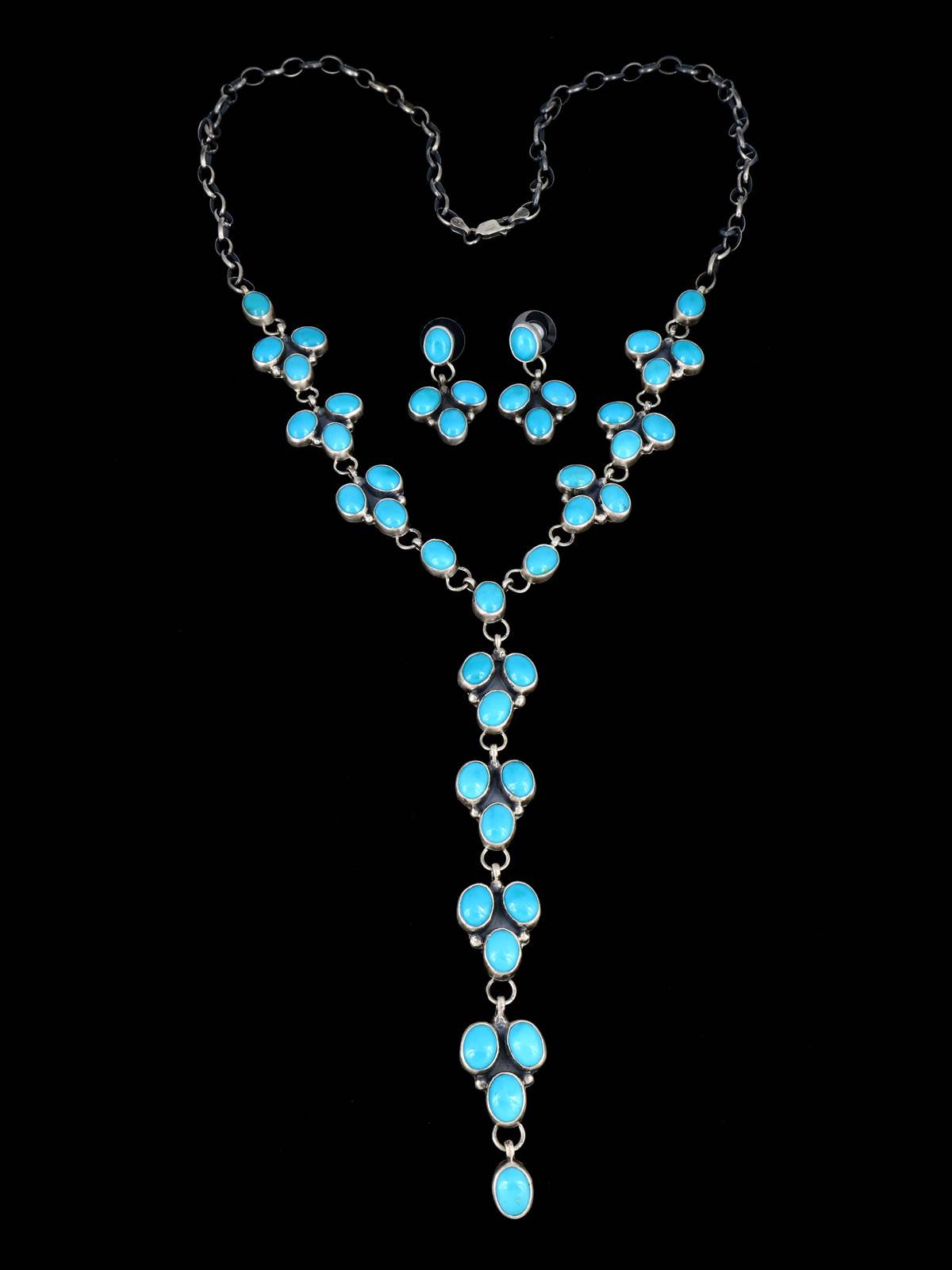 Native American Sleeping Beauty Turquoise Lariat Necklace Set