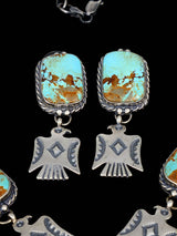 Juego de aretes y collar con forma de lazo de plata de ley con rodocrosita de nativos americanos