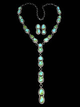 Native American Sonoran Gold Turquoise Lariat Necklace Set