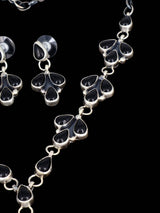 Native American Jewelry Black Onyx Lariat Necklace Set