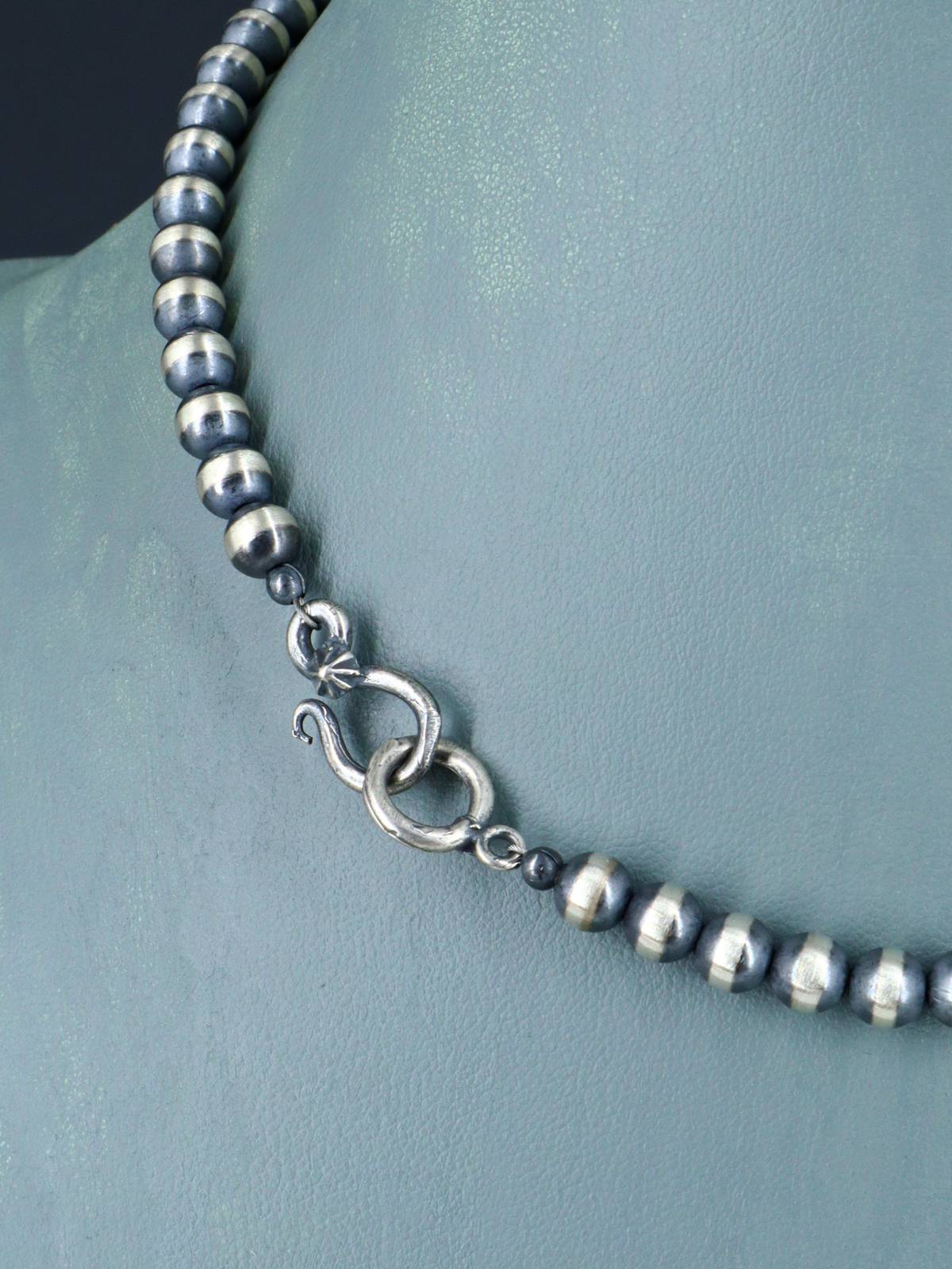 Native American Turquoise Nugget and Silver Bead Necklace