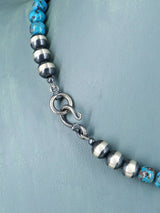 Native American Turquoise and Silver Beaded Necklace