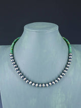 Native American Turquoise and Silver Beaded Necklace