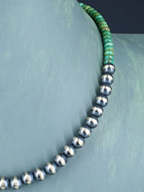 Native American Turquoise and Silver Beaded Necklace