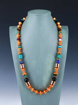 Copper and Multistone Beaded Single Strand Necklace