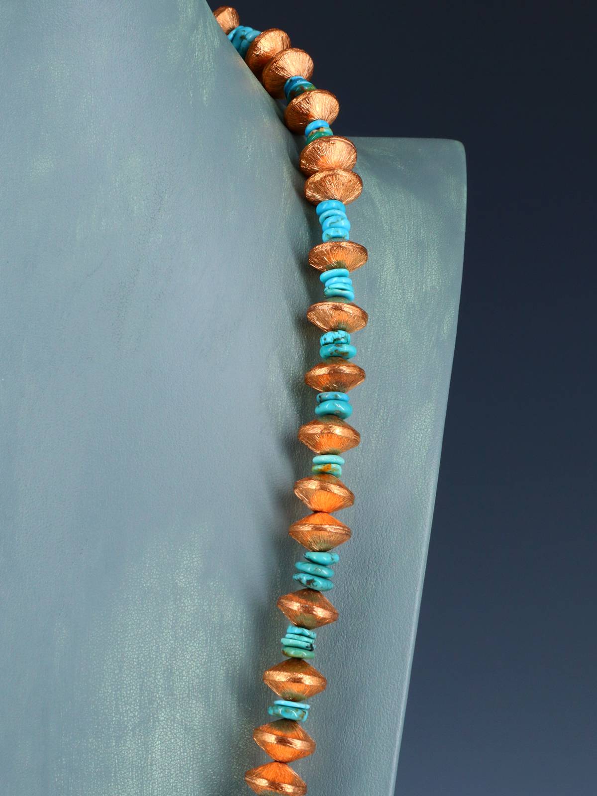 Copper and Turquoise Beaded Single Strand Necklace