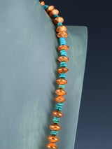 Copper and Turquoise Beaded Single Strand Necklace