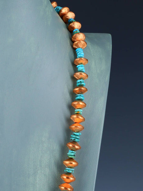 Copper and Turquoise Beaded Single Strand Necklace