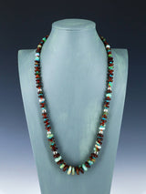 27" Navajo Single Strand Chrysoprase and Turquoise Necklace